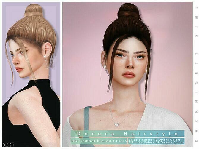 Derora Hairstyle TOP BUN By Darknightt Sims 4 CC