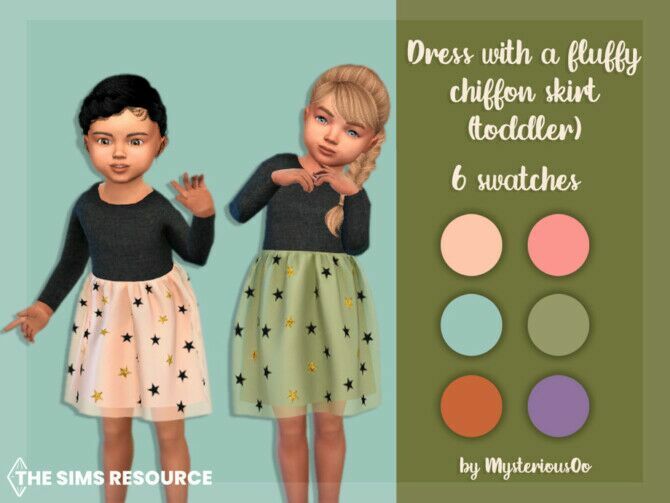 Dress With A Fluffy Chiffon Skirt (Toddler) By Mysteriousoo Sims 4 CC