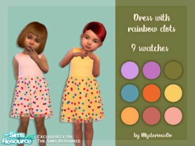 Dress With Rainbow Dots By Mysteriousoo Sims 4 CC