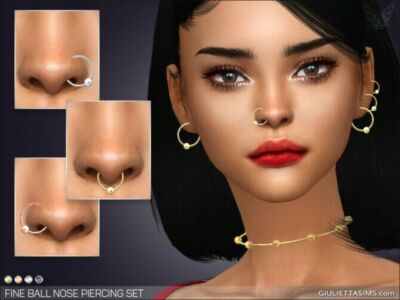 Fine Ball Nose Piercing SET At Giulietta Sims 4 CC