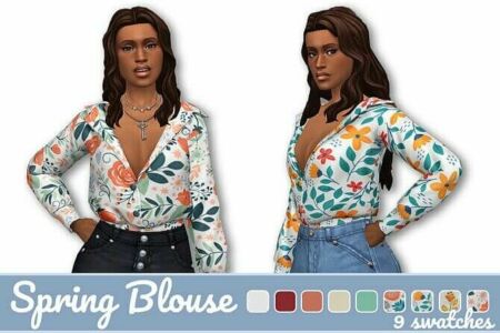 Floral Blouse Spring Collection #1 At Frenchie SIM Sims 4 CC