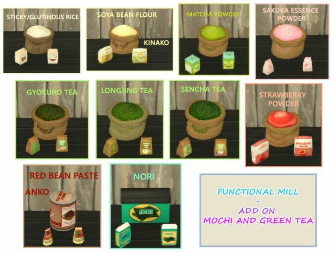 sims 4 cc functional mill mochi and green tea add on at icemunmun 2