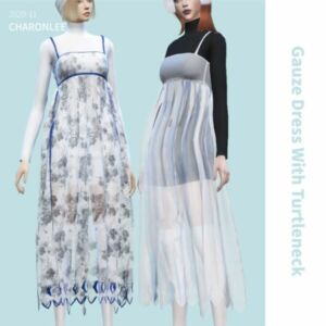 Gauze Dress With Turtleneck At Charonlee Sims 4 CC