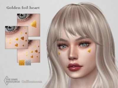 Golden Foil Heart By Coffeemoon Sims 4 CC