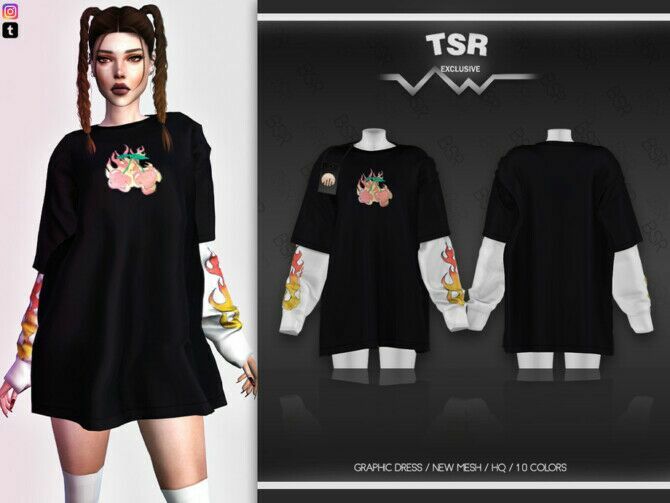 Graphic Dress BD476 By Busra-Tr Sims 4 CC