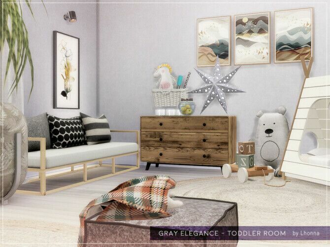 sims 4 cc gray elegance toddler room by lhonna 2