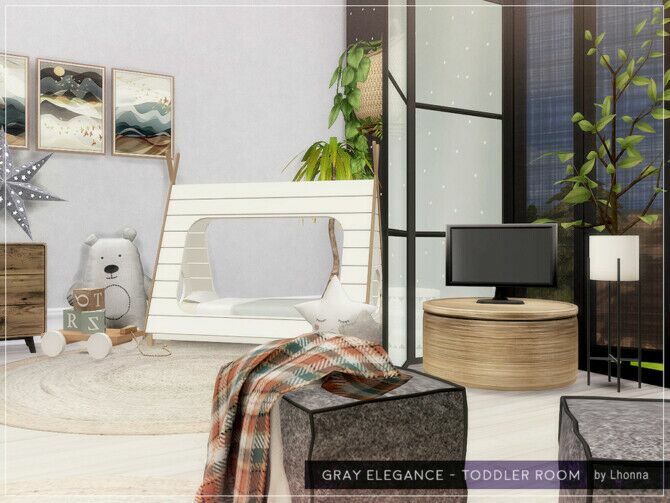 sims 4 cc gray elegance toddler room by lhonna 4