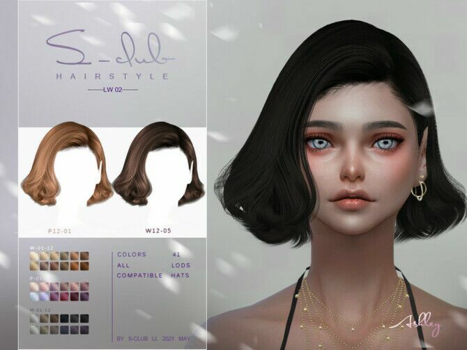 sims 4 cc hair 202102 by s club lw 4