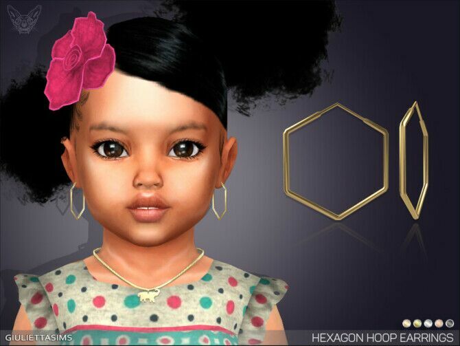 Hexagon Hoop Earrings For Toddlers By Feyona Sims 4 CC