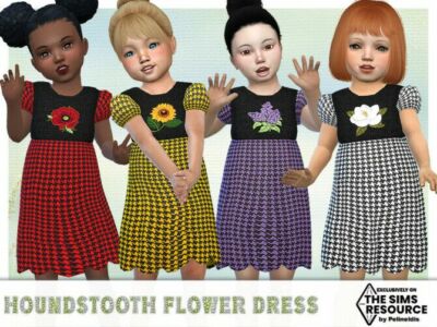 Houndstooth Flower Dress By Pelineldis Sims 4 CC