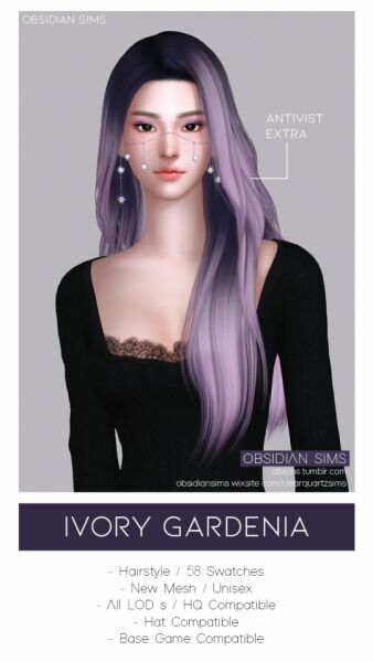 Ivory Gardenia Hairstyle At Obsidian Sims Sims 4 CC