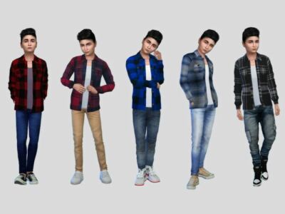 Jonas Flannel Shirt Boys By Mclaynesims Sims 4 CC