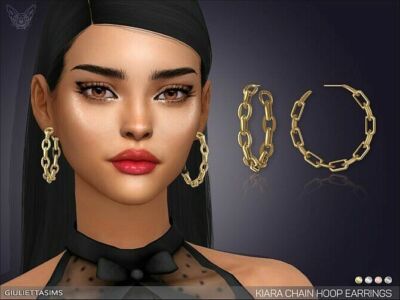 Kiara Chain Hoop Earrings By Feyona Sims 4 CC