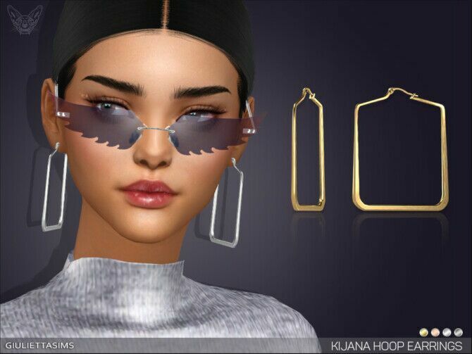 Kijana Square Hoop Earrings By Feyona Sims 4 CC