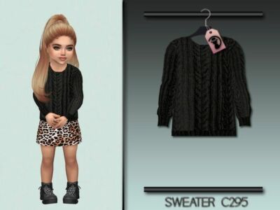 Knitted Sweater For Little Girls C295 By Turksimmer Sims 4 CC