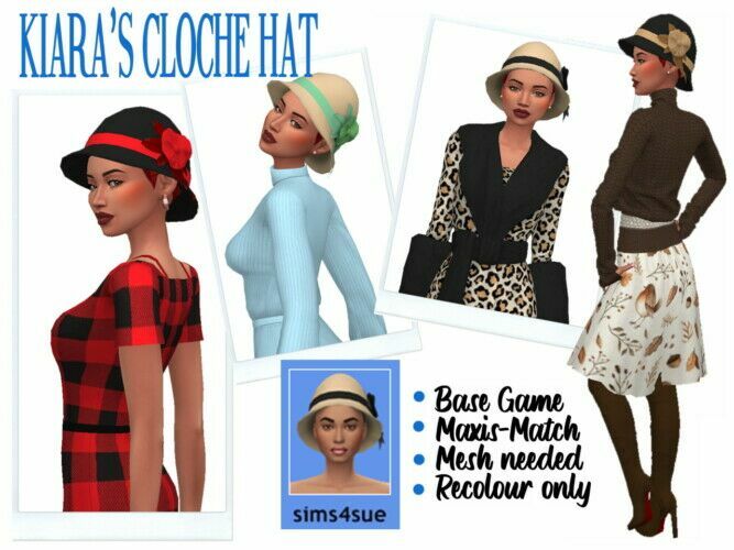 sims 4 cc latest ep02 beret kiaras cloche hat by sims4sue 2