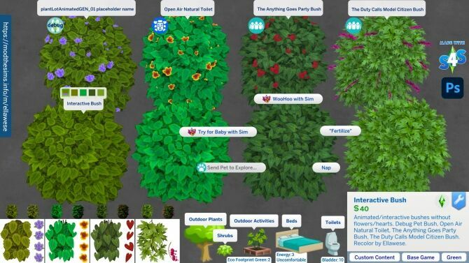 sims 4 cc latest plain interactive bushes by ellawese by mod the sims 2