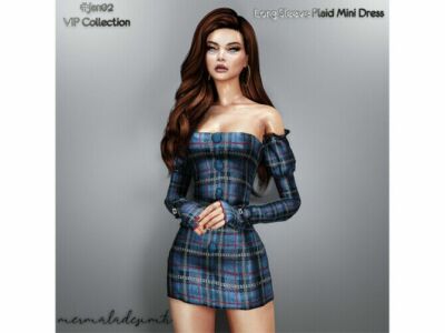 Long Sleeve Plaid Mini Dress By Mermaladesimtr Sims 4 CC