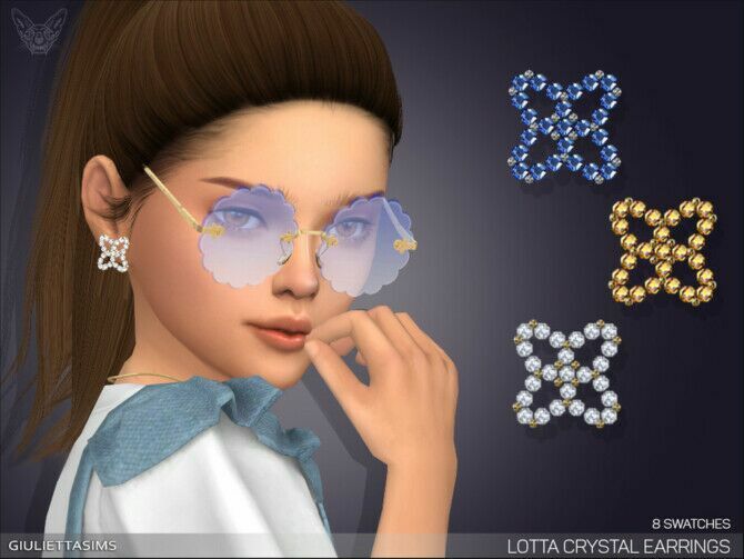 Lotta Crystal Earrings For Kids By Feyona Sims 4 CC