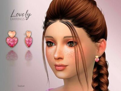 Lovely Hearts Child Earrings By Suzue Sims 4 CC