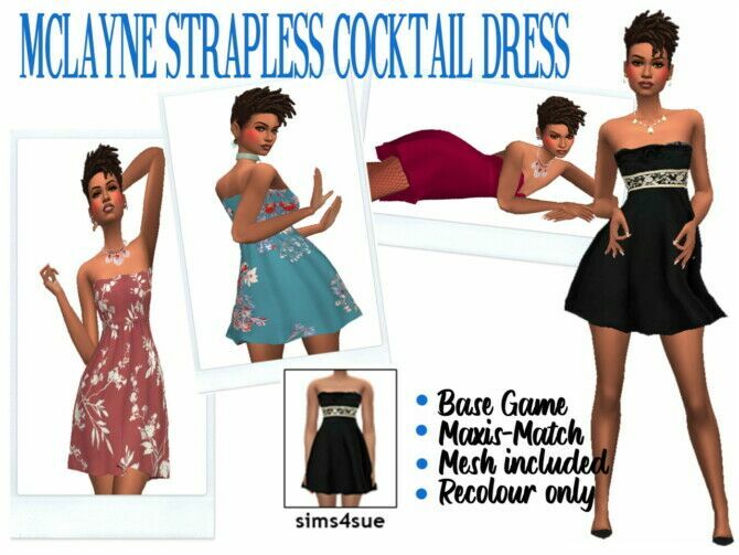 Mclayne’s Strapless Cocktail Dress At Sims4Sue Sims 4 CC