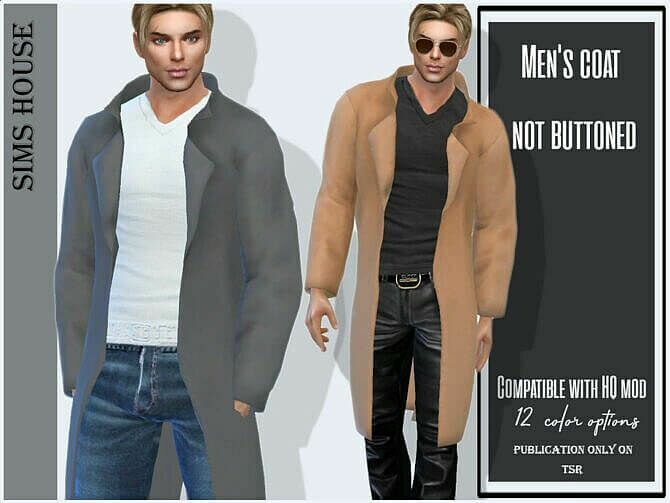 Men’s Coat NOT Buttoned By Sims House Sims 4 CC