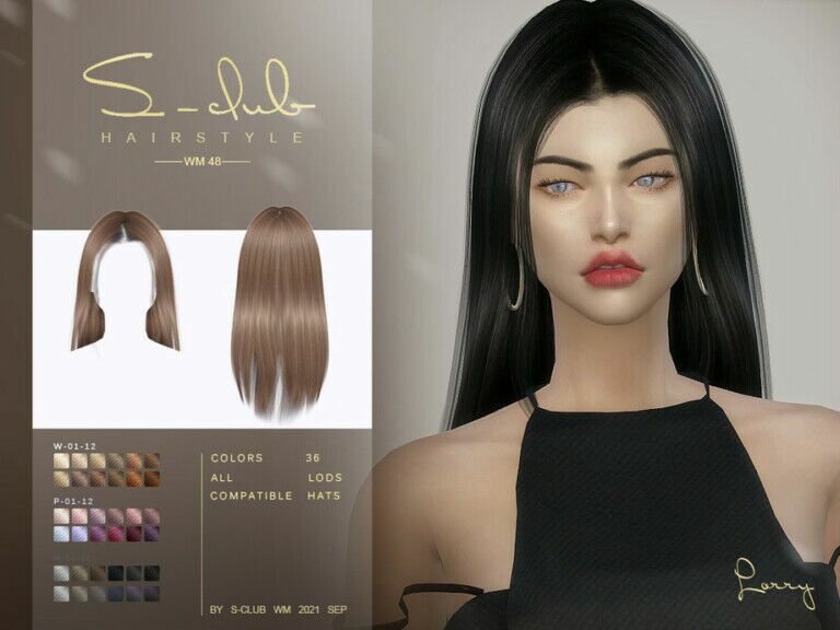 MI Long Straight Hair (Lorry) By S-Club Sims 4 CC