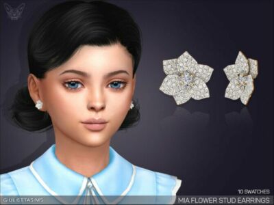 MIA Flower Stud Earrings For Kids By Feyona Sims 4 CC