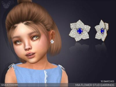 MIA Flower Stud Earrings For Toddlers By Feyona Sims 4 CC
