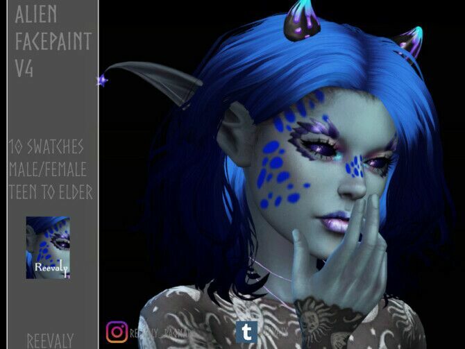 Alien Facepaint V4 By Reevaly Sims 4 CC