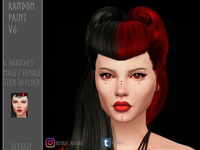 Random Face Paint V6 By Reevaly Sims 4 CC