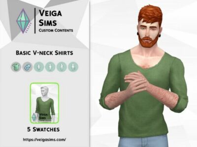 Basic V-Neck Shirts By David_Mtv Sims 4 CC