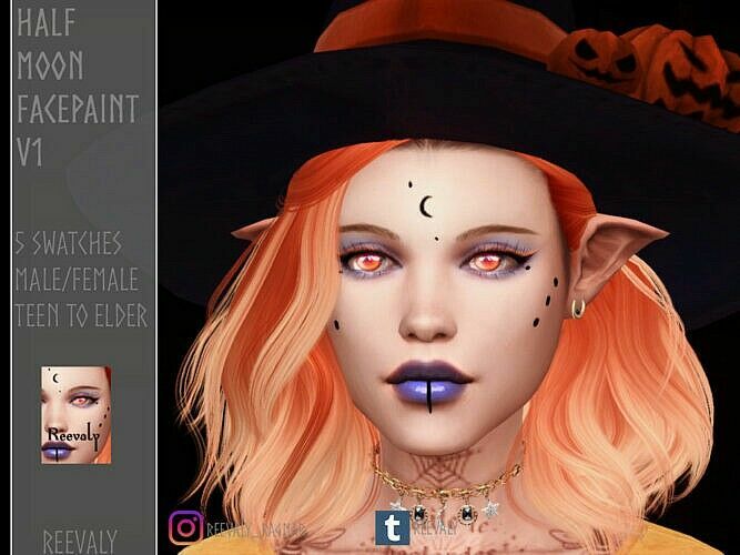 Half Moon Facepaint V1 By Reevaly Sims 4 CC