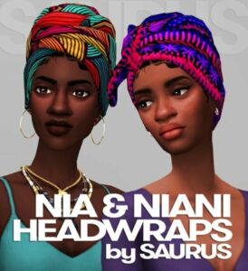 NIA & Niani Headwraps At Saurus Sims Sims 4 CC