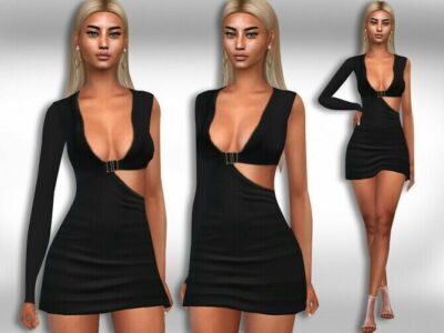 ONE Shoulder Classy Formal Dress By Saliwa Sims 4 CC