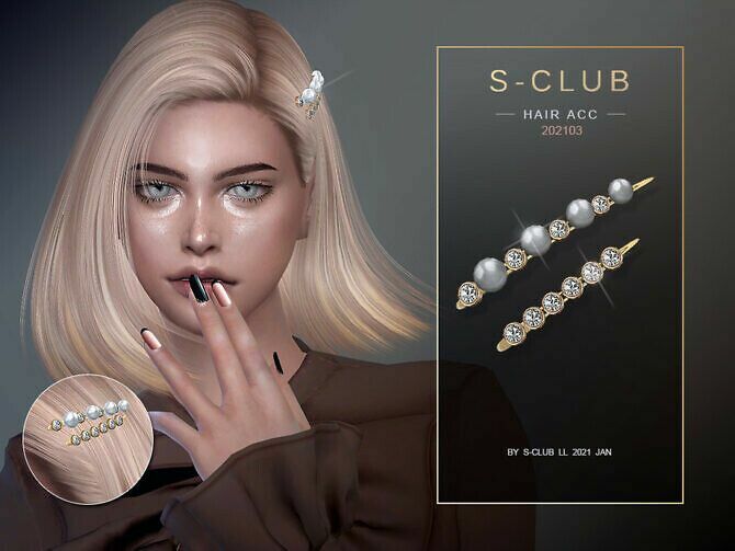 Pearl Hairpin 202103 By S-Club LL Sims 4 CC