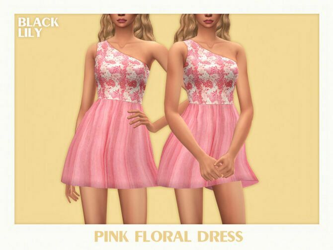 Pink Floral Dress By Black Lily Sims 4 CC