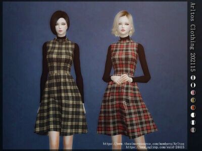 Plaid FIT And Flare Dress By Arltos Sims 4 CC