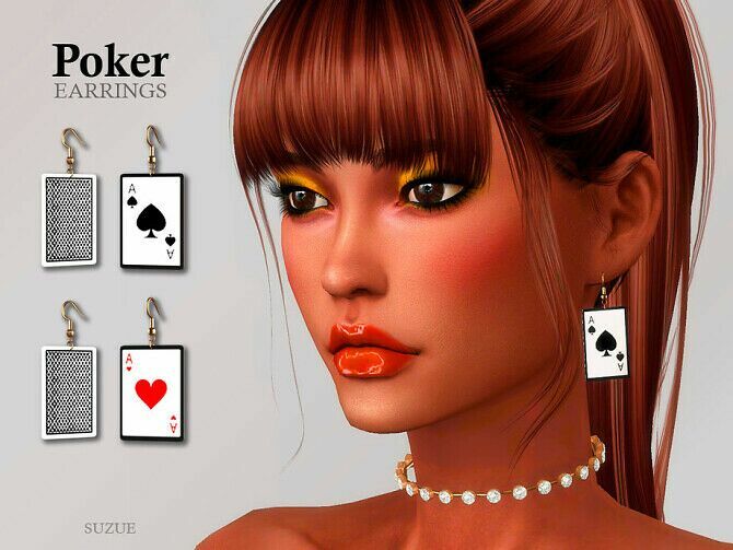 Poker Earrings By Suzue Sims 4 CC