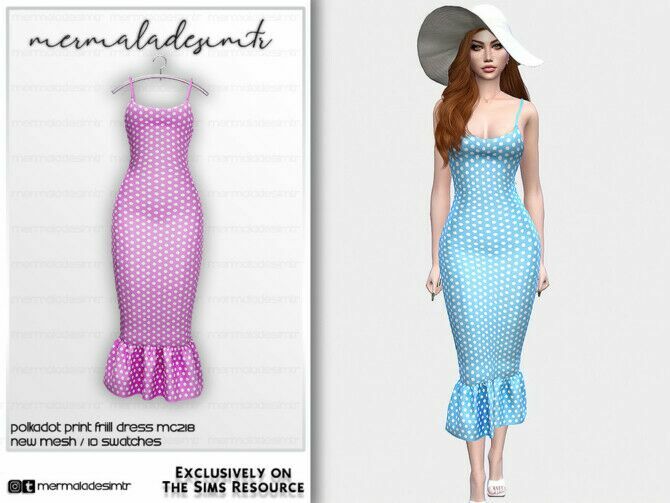 Polkadot Print Frill Dress MC218 By Mermaladesimtr Sims 4 CC