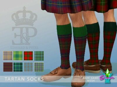 Edward & Piers Tartan Socks By Simmiev Sims 4 CC