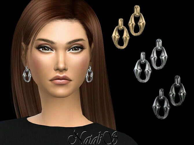 Puff Link Earrings By Natalis Sims 4 CC