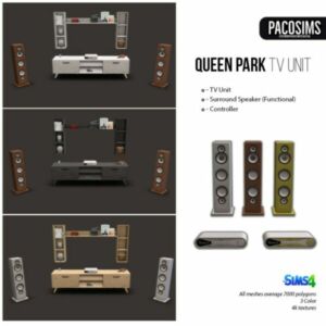 Queen Park TV Unit & Surround System (P) At Paco Sims Sims 4 CC