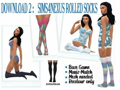 Cuffed Socks & Rolled Thigh High Socks By Sims4Sue Sims 4 CC