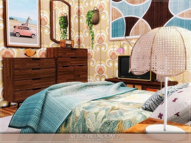 sims 4 cc retro bedroom 2 by mychqqq 2