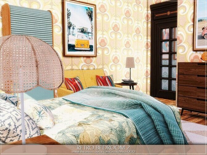 sims 4 cc retro bedroom 2 by mychqqq 3