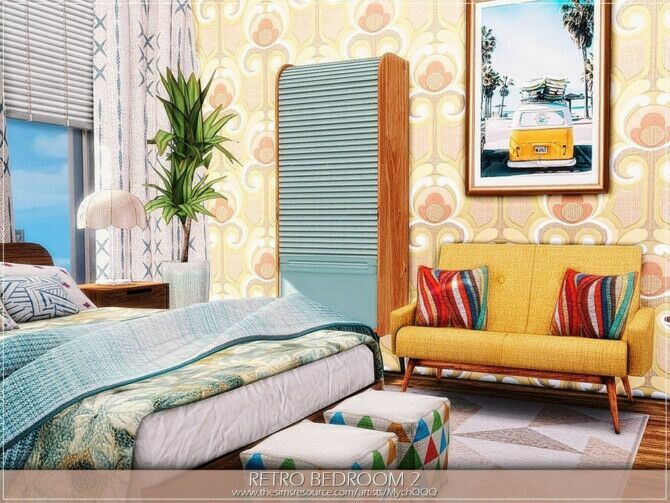 sims 4 cc retro bedroom 2 by mychqqq 4