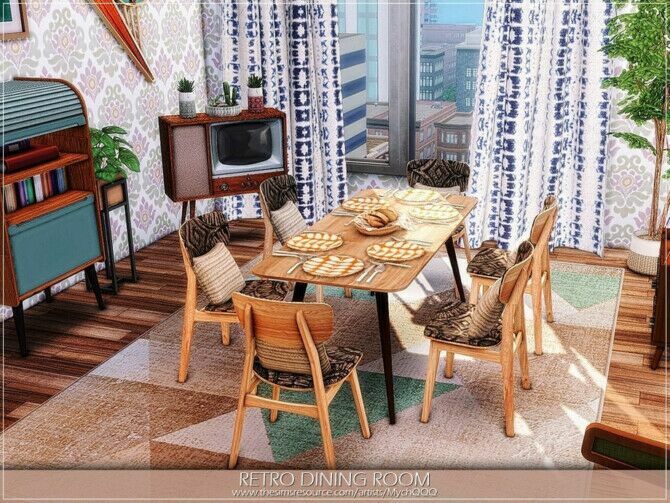 sims 4 cc retro dining room by mychqqq 2