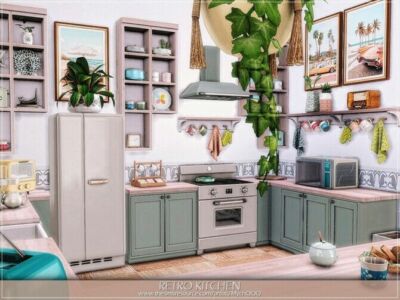 Retro Kitchen By Mychqqq Sims 4 CC
