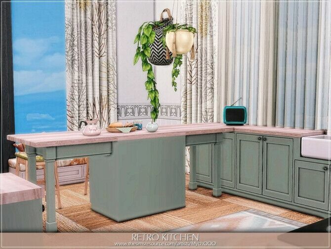 sims 4 cc retro kitchen by mychqqq 3